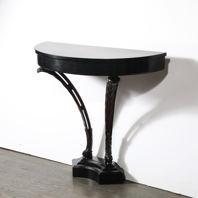 Art Deco Ebonized Walnut Wall Console W/ Acanthus Supports by Grosfeld House For Sale In New York - Image 6 of 15