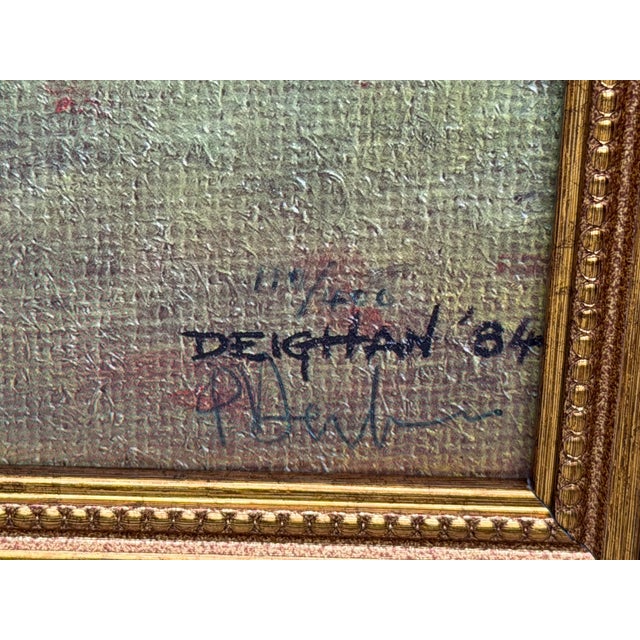 Wood 1984 Cheltenham Gold Cup Original Equestrian Oil Painting Signed by Jockeys John Francome and Phil Tuck. For Sale - Image 7 of 18