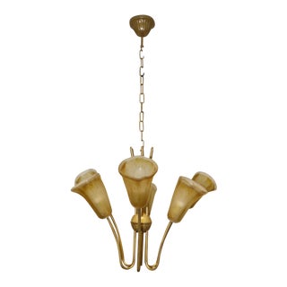 Cierre Studio Mid-Century Modern Murano Amber Glass Pendant Lamp For Sale