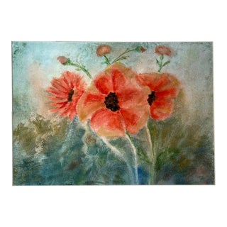 Original Watercolor of Orange Poppies For Sale