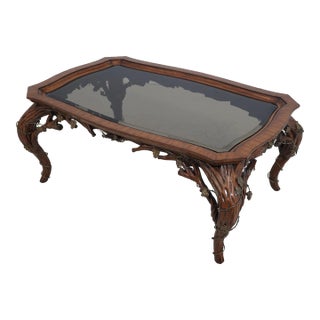 Labarge Art Nouveau Large Glass Top Coffee Table For Sale
