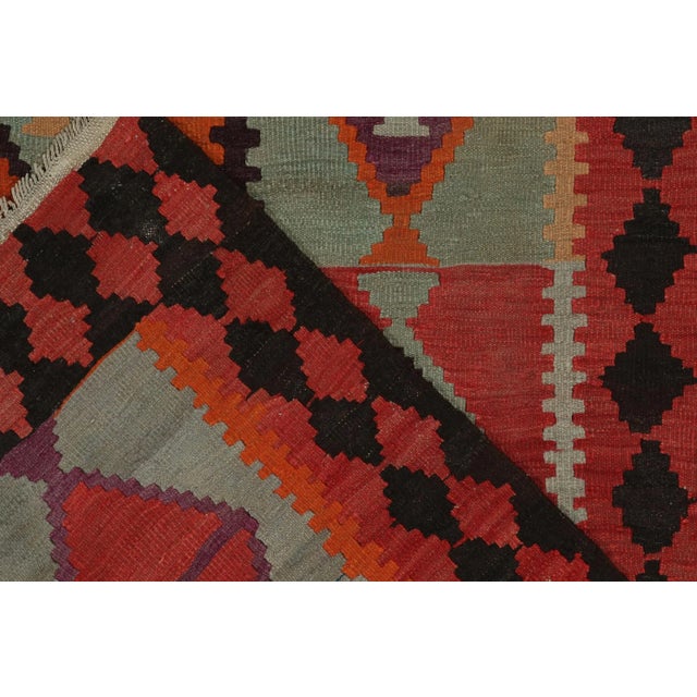 Textile Vintage Persian Kilim Rug in Red, Orange and Blue Tribal Geometric Patterns For Sale - Image 7 of 8