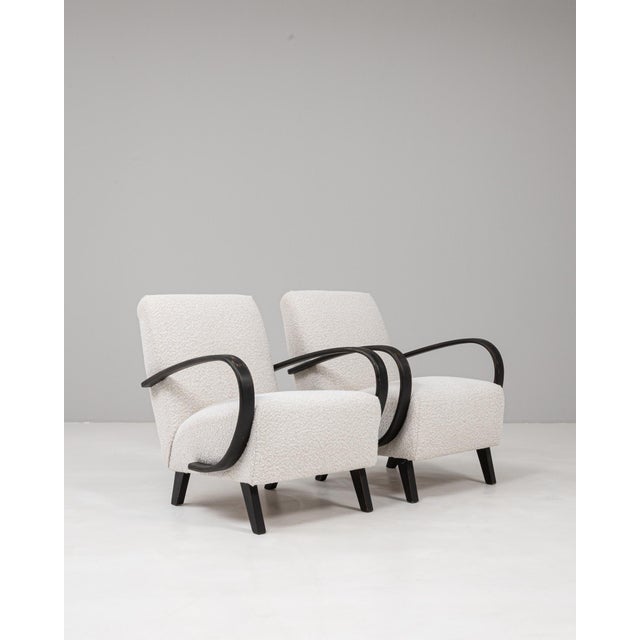 20th Century Czech MCM Upholstered Armchairs By J. Halabala - A Pair For Sale - Image 14 of 18