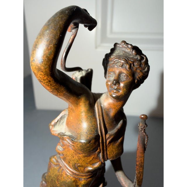 Metal Antique Diana the Huntress Miniature Bronze Sculpture After Rancoult For Sale - Image 7 of 12