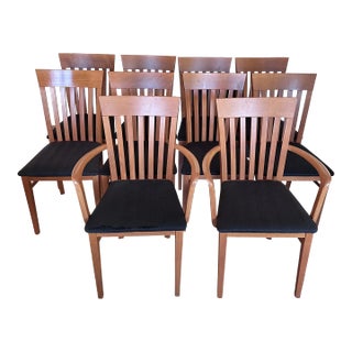 Set of 10 A. Sibau Cherry Dining Chairs For Sale