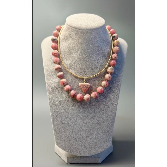 Rhodochrosite Ball Necklace Jen Proudman Jewelry Rhodochrosite & 14k Gold 13mm smooth, round rhodochrosite bead necklace...