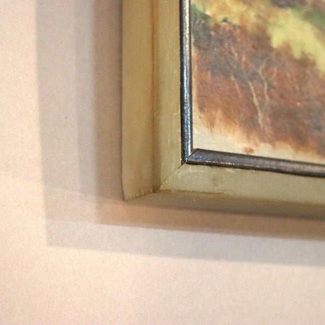 Wood Antique Oil on Board Landscape Painting of a Vermont Farm C1930 For Sale - Image 7 of 8