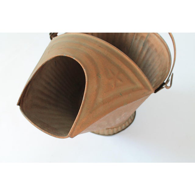 Antique Copper Tone Metal Coal Scuttle Bucket For Sale In Milwaukee - Image 6 of 10