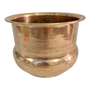 Vintage Hammered Brass Pot Bellied Cache Pot or Planter
