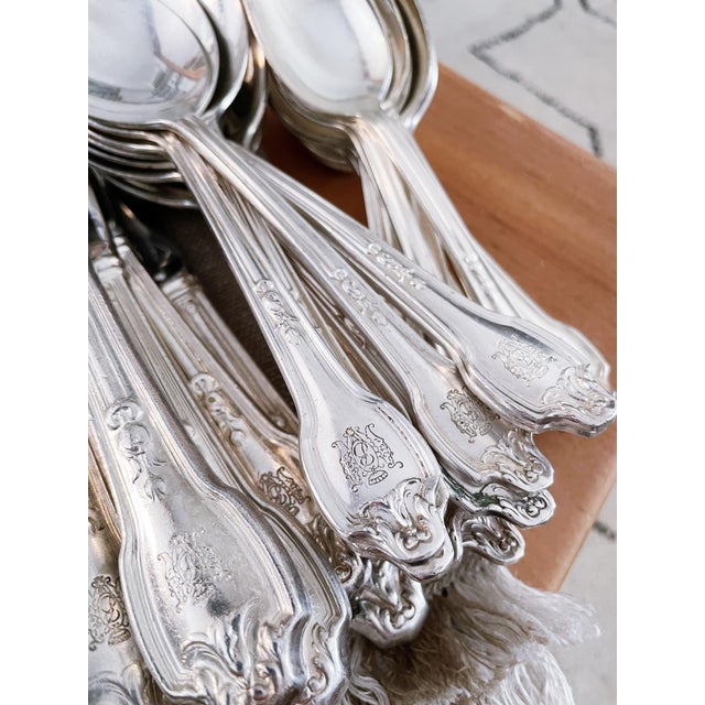 1940s Service for 12 - Silver Plated Hotel Flatware With B Monogram - 60 Pieces For Sale In New York - Image 6 of 8
