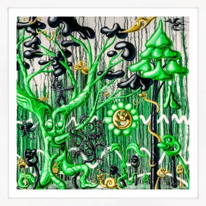 Kenny Scharf Furungle (Green), Large Framed Archival Print With Diamond Dust, 2021