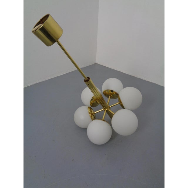 Sputnik Brass and Glass Ceiling Chandelier from Kaiser Idell / Kaiser Leuchten, Germany, 1960s For Sale - Image 16 of 18