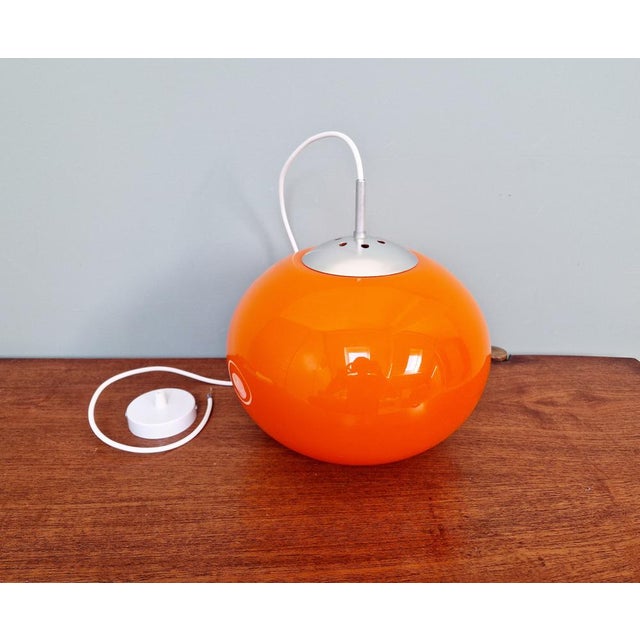 Large Space Age Pendant Light in Orange Opaline, 1970s For Sale - Image 9 of 12