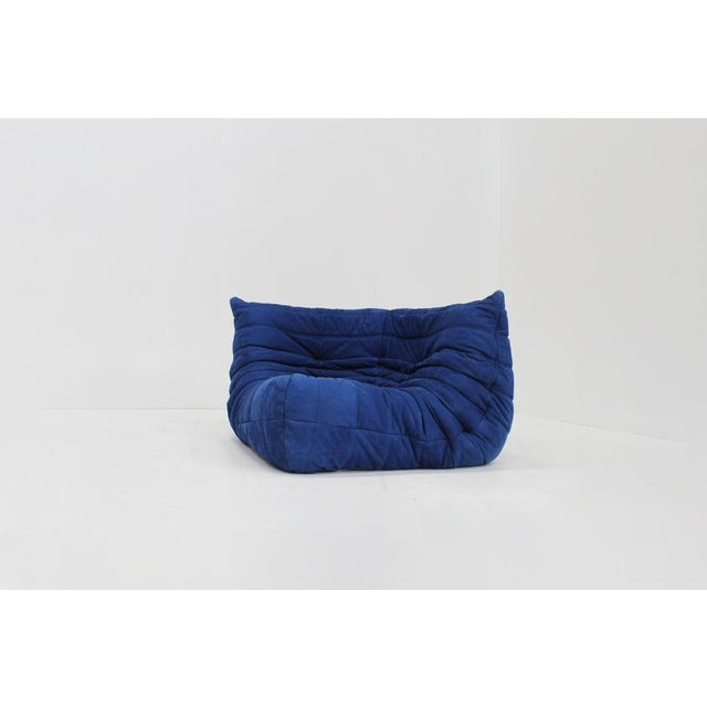 Blue Leather Corner Armchair by Michel Ducaroy for Ligne Roset, 1990s For Sale - Image 11 of 11