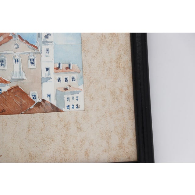 Paint 1950s Portuguese Watercolor Depicting the Church of Santo Estevão, Alfama, Lisbon For Sale - Image 7 of 9