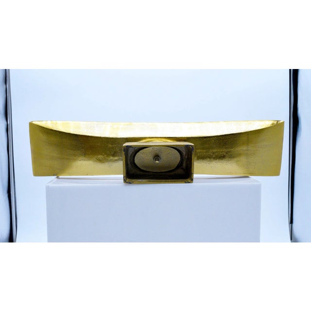 Metal Contemporary Cast Aluminum Painted Gold Decorative Bowl Catchall on Base For Sale - Image 7 of 10
