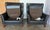 Pair of Thomasville Black Leather Wingback Lounge Chairs For Sale - Image 11 of 17
