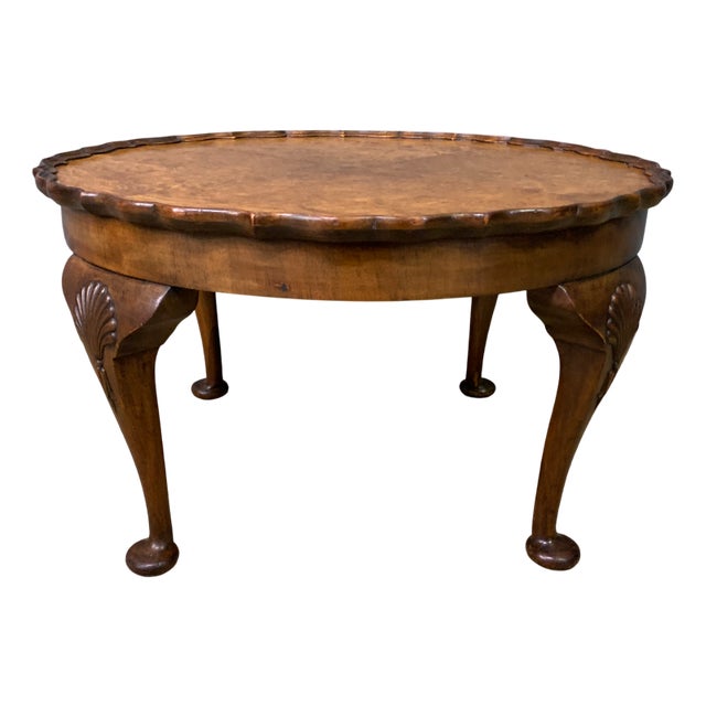 Large Round Burr Walnut Coffee Table, 1920s For Sale