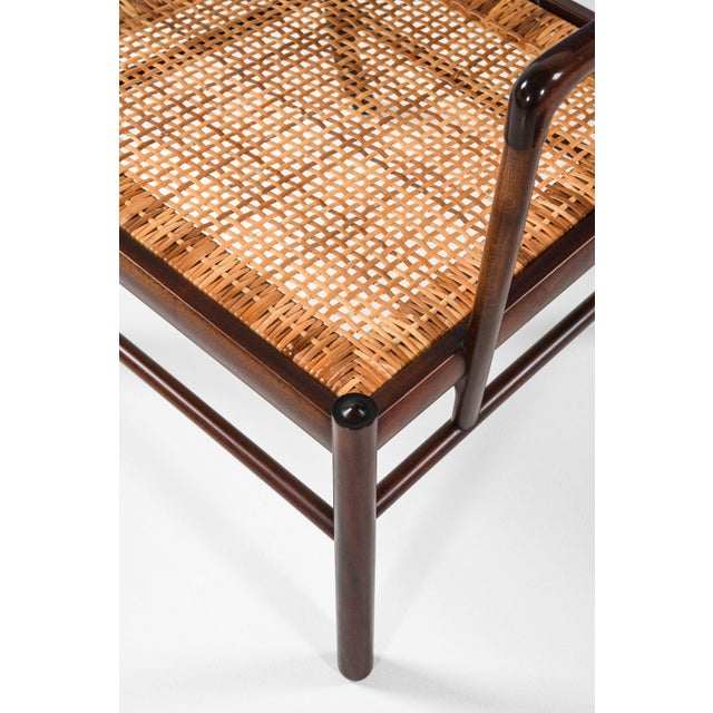 Set of Colonial Easy Chairs in Mahogany, Woven Cane and Fabric by Ole Wanscher, 1960s For Sale - Image 9 of 11