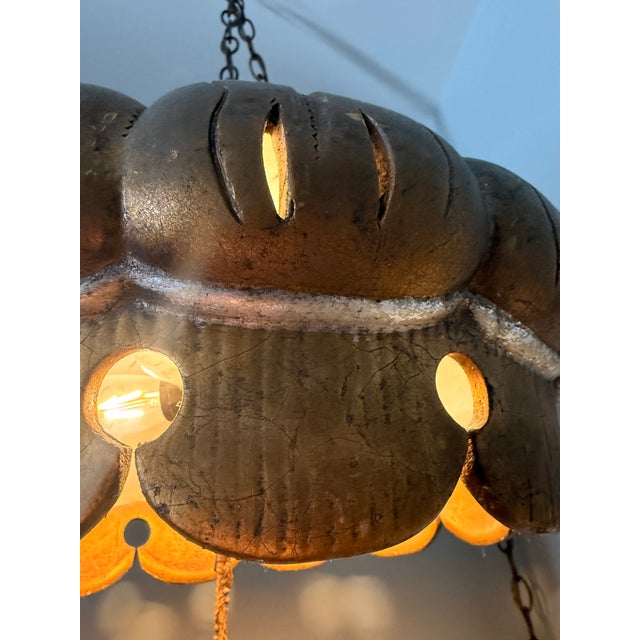 Mid 20th Century Mid 20th Century 4 Light Large Pendant Lamp With Pull Chain For Sale - Image 5 of 11