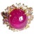 Bochic “Orient” Ruby & Multi Pastel Color Sapphire Cluster Ring Set 18K & Silver, Size 8 For Sale