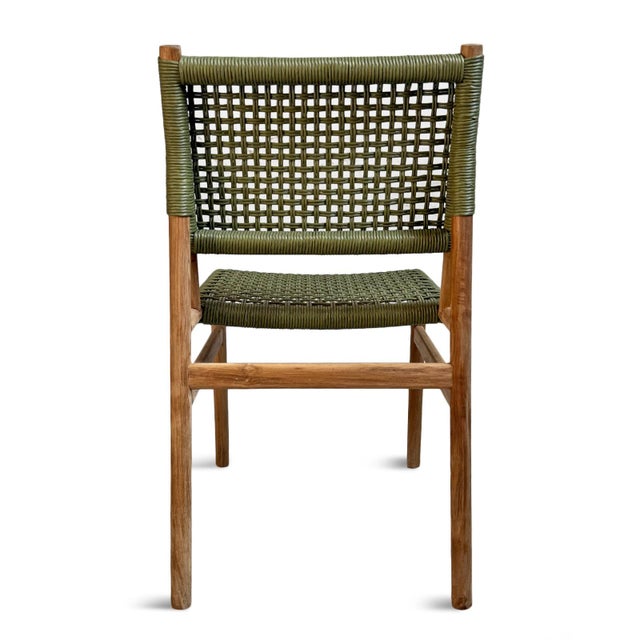 2020s Outdoor Green Woven Teak Dining Chair For Sale - Image 5 of 8