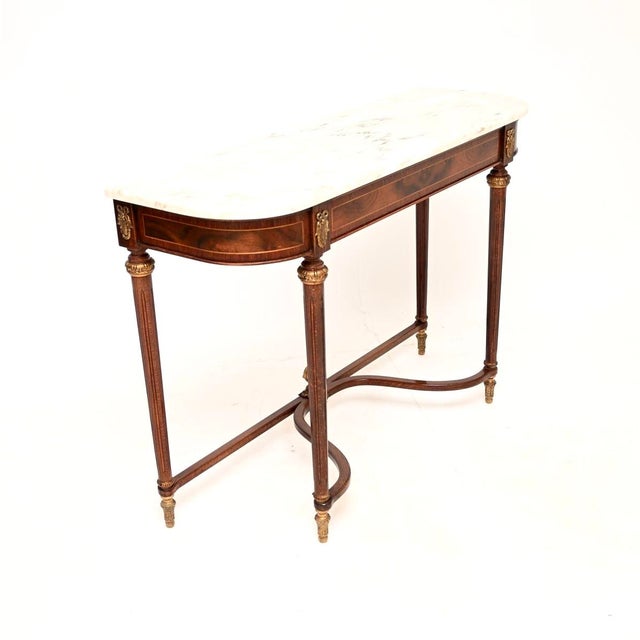 French Walnut Console Table with Marble Top, 1930s For Sale - Image 3 of 12