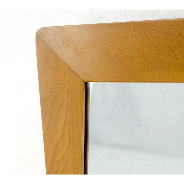 Large MCM 51" Wide Light Walnut Bow Tie Rectangle 3D Frame Wall Mirror MINT!