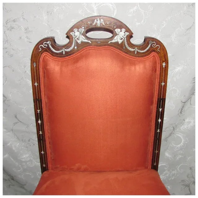 Wood Set of Four 4 Antique Italian Inlaid Rosewood Side Chairs Circa 1830 For Sale - Image 7 of 12