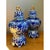 Vintage Blue and White Ceramic Lidded Jars - Pair For Sale - Image 10 of 12