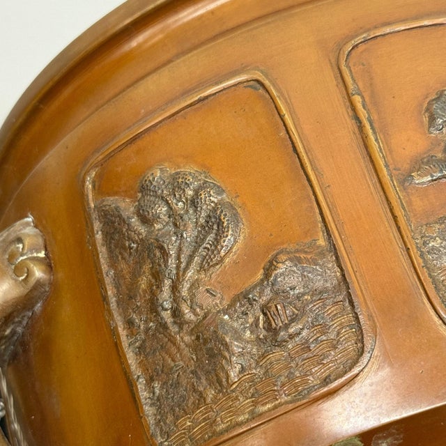 Bronze Japanese Hibachi Vessels with Side Lion Handles - A Pair For Sale - Image 13 of 14