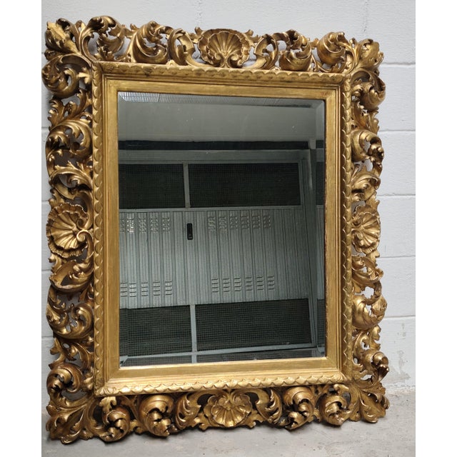 19th Century Cartoccio Wooden Mirror in Gold Leaf, 1850 For Sale - Image 6 of 12