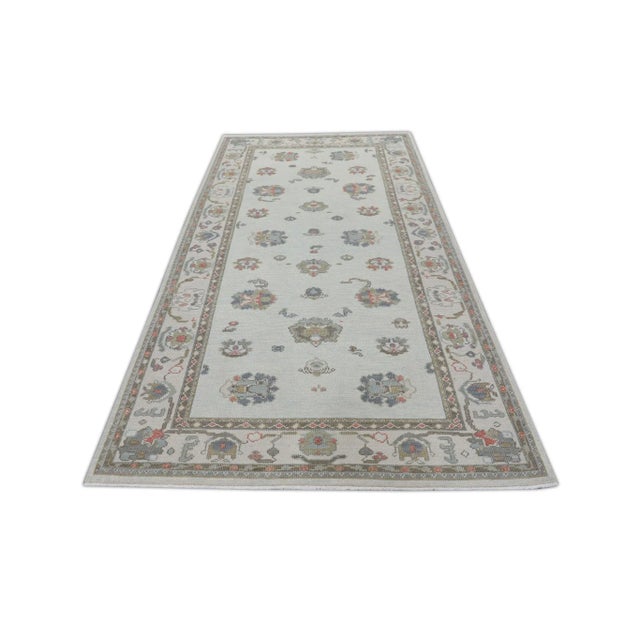 Blue Oriental Hand Knotted Rug Turkish Oushak 4'10" x 9'6" For Sale - Image 8 of 8