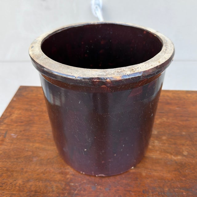 A Antique Albany Glazed Crock, Circa 1900 For Sale - Image 4 of 11