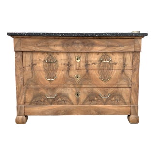 French 19th Century Louis Philippe Bleached Solid Walnut Marble Top Commode For Sale