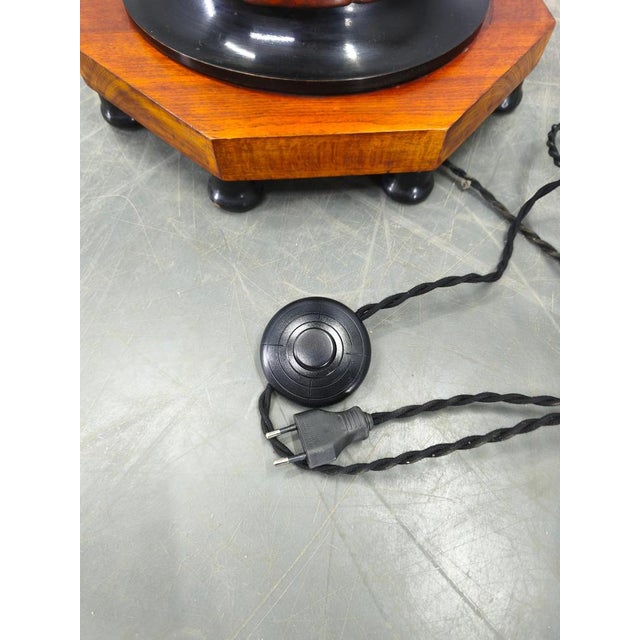 Art Deco Italian Wood and Metal Floor Lamp with Side Table, 1940s For Sale - Image 12 of 17