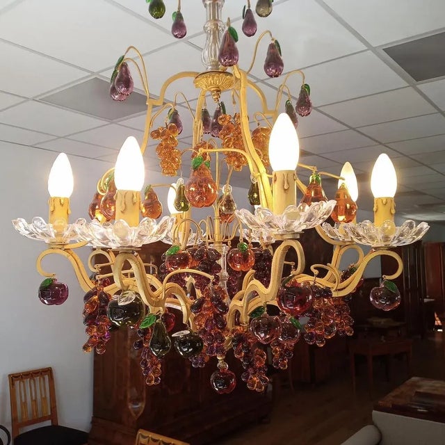 Chandelier 8 Lights with Glass Fruits For Sale - Image 5 of 8