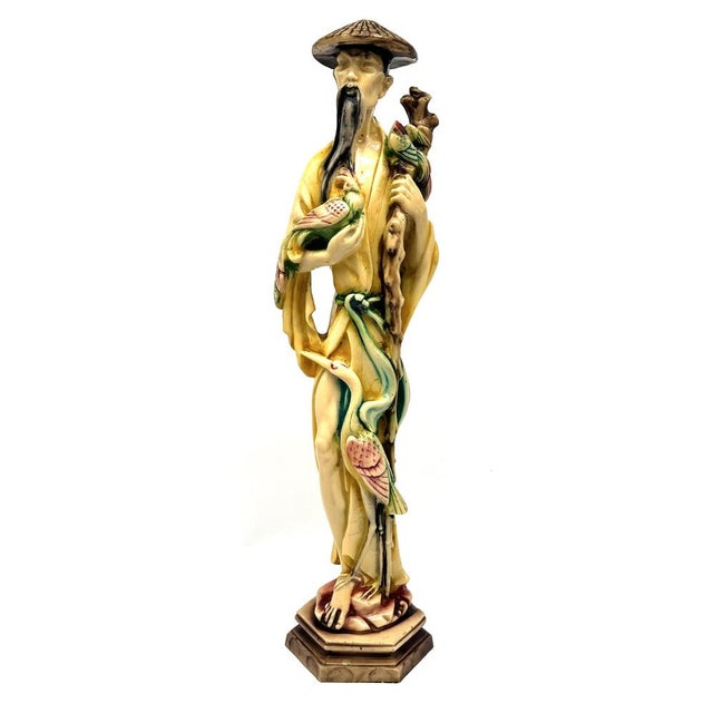 Large Vintage Chinoiserie Sculptural Figures in Resin, 1970s, Set of 2 For Sale - Image 18 of 18