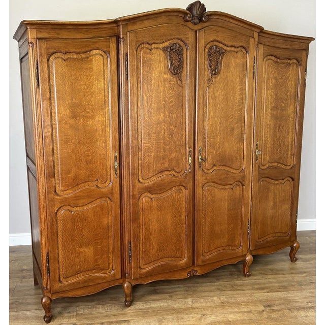 Vintage French Louis XVI Style Wardrobe in Oak For Sale - Image 12 of 12