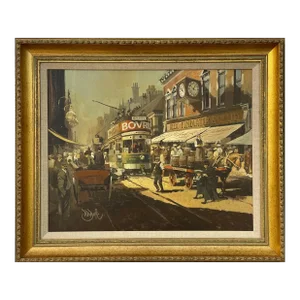Robert D Beattie, Oil Painting of Kingstown Dublin in 1910 by Modern Impressionist Irish Artist, 1950 Circa