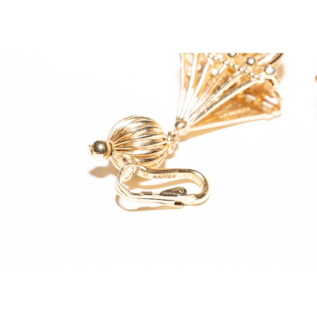 Metal Vintage 1950's Napier Gold Filled Clip on Dangle Earrings, Pair For Sale - Image 7 of 12