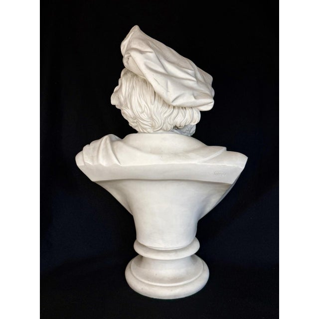 Rare EXTRA LARGE Antique Parian RICHARD WAGNER Bisque Portrait Bust Statue R.&L. For Sale - Image 10 of 16