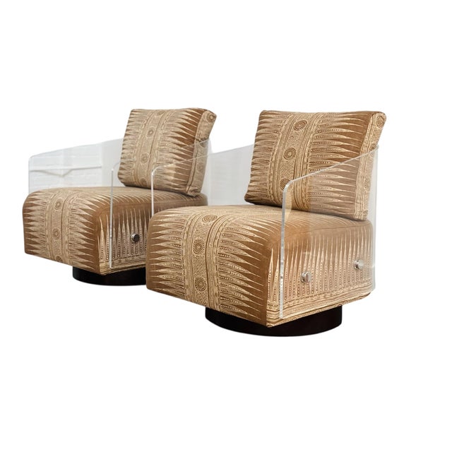 Early 21st Century Mitchell Gold & Bob Williams Lucite Lucy Swivel Chairs - Set of 2 For Sale - Image 5 of 12