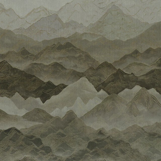 Contemporary Schumacher Atmospheric Landscape Panel Set Wallpaper In Misty Mountains For Sale - Image 3 of 5