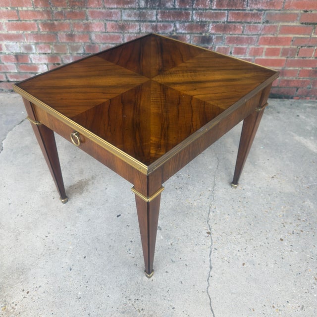 Brown Vintage Baker Furniture Walnut Side Table For Sale - Image 8 of 12