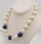 Vintage Circa 1992 Signed Napier Mabe Faux-Pearl & Lapis Necklace For Sale - Image 10 of 12