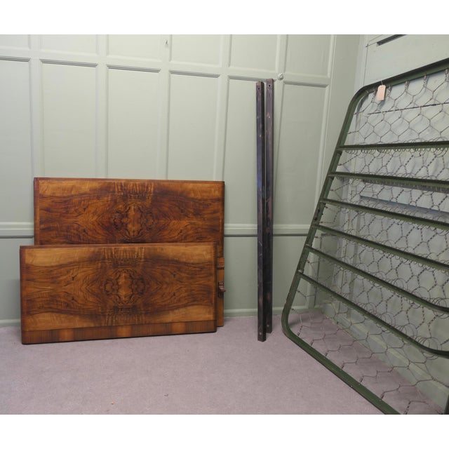 Art Deco Bur Walnut Double Bed, 1920 For Sale - Image 6 of 8