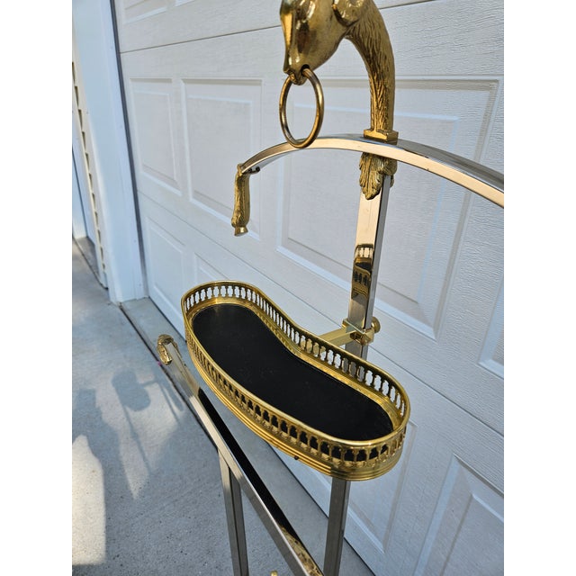 Italian Brass and Chrome Ram's Head Valet -in the Style of Maison Jansen For Sale - Image 9 of 16
