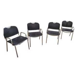 Black Upholstery Castiglietta Dining Chairs by Castiglioni for Zanotta, Italy, 1960s, Set of 4 For Sale