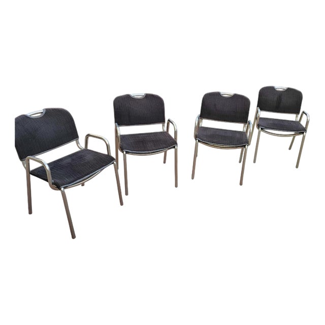 Black Upholstery Castiglietta Dining Chairs by Castiglioni for Zanotta, Italy, 1960s, Set of 4 For Sale